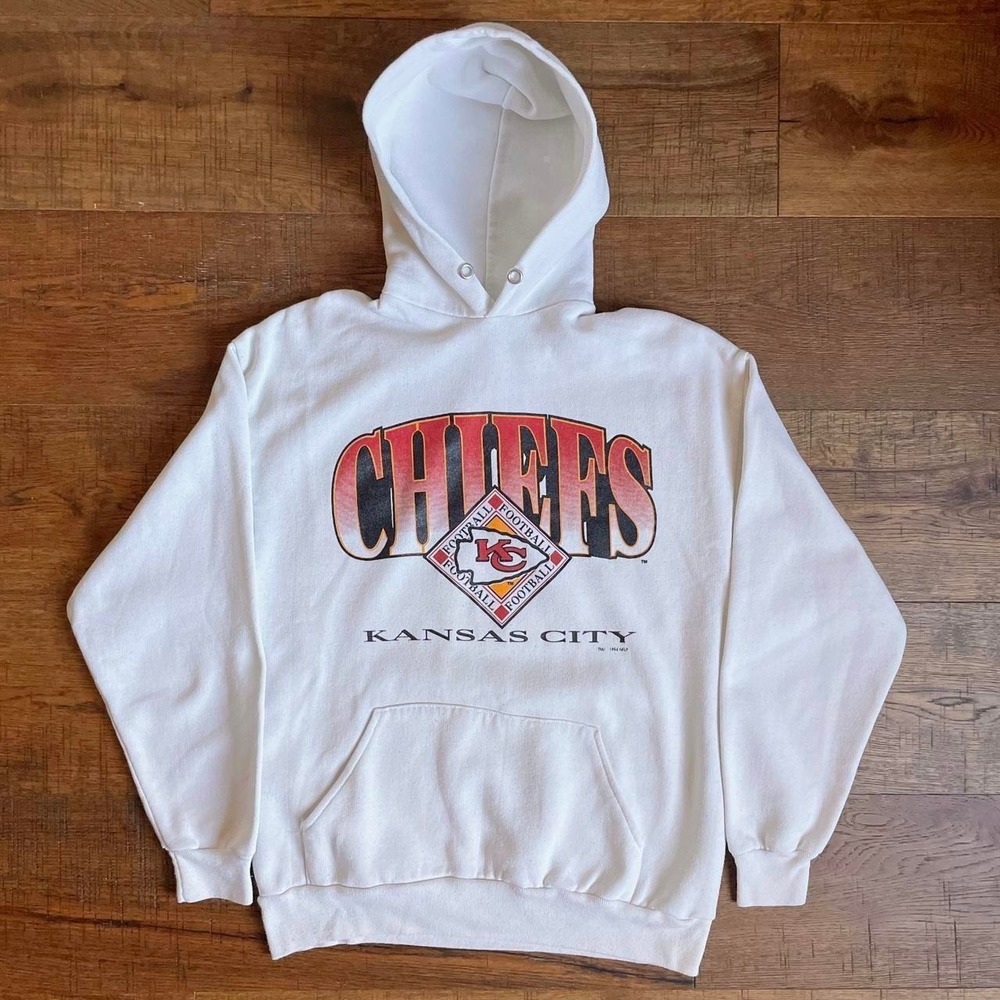 Trench Kansas City Chiefs Hoodie Womens M White Vintage 90s NFL Sweatshirt